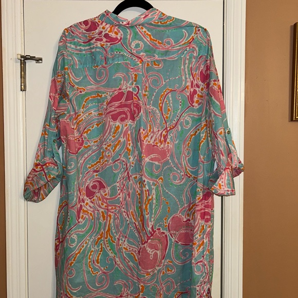 Lilly Pulitzer Captiva Tunic Shirt Dress 100% Cotton “Jellies Be Jammin’” - Picture 6 of 6